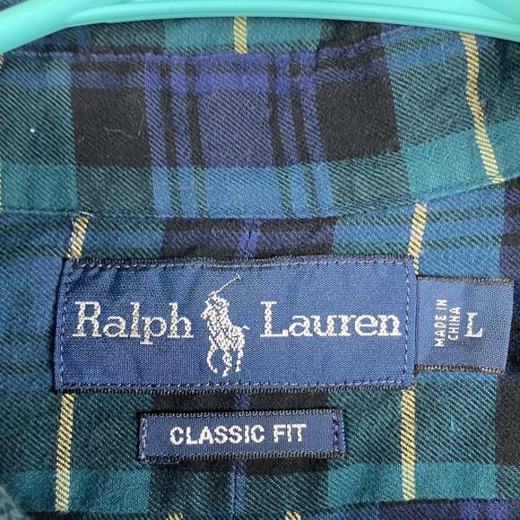 VTG Ralph Lauren Classic Fit Button Down Shirt Men's Large Plaid Causal Preppy - Picture 4 of 9
